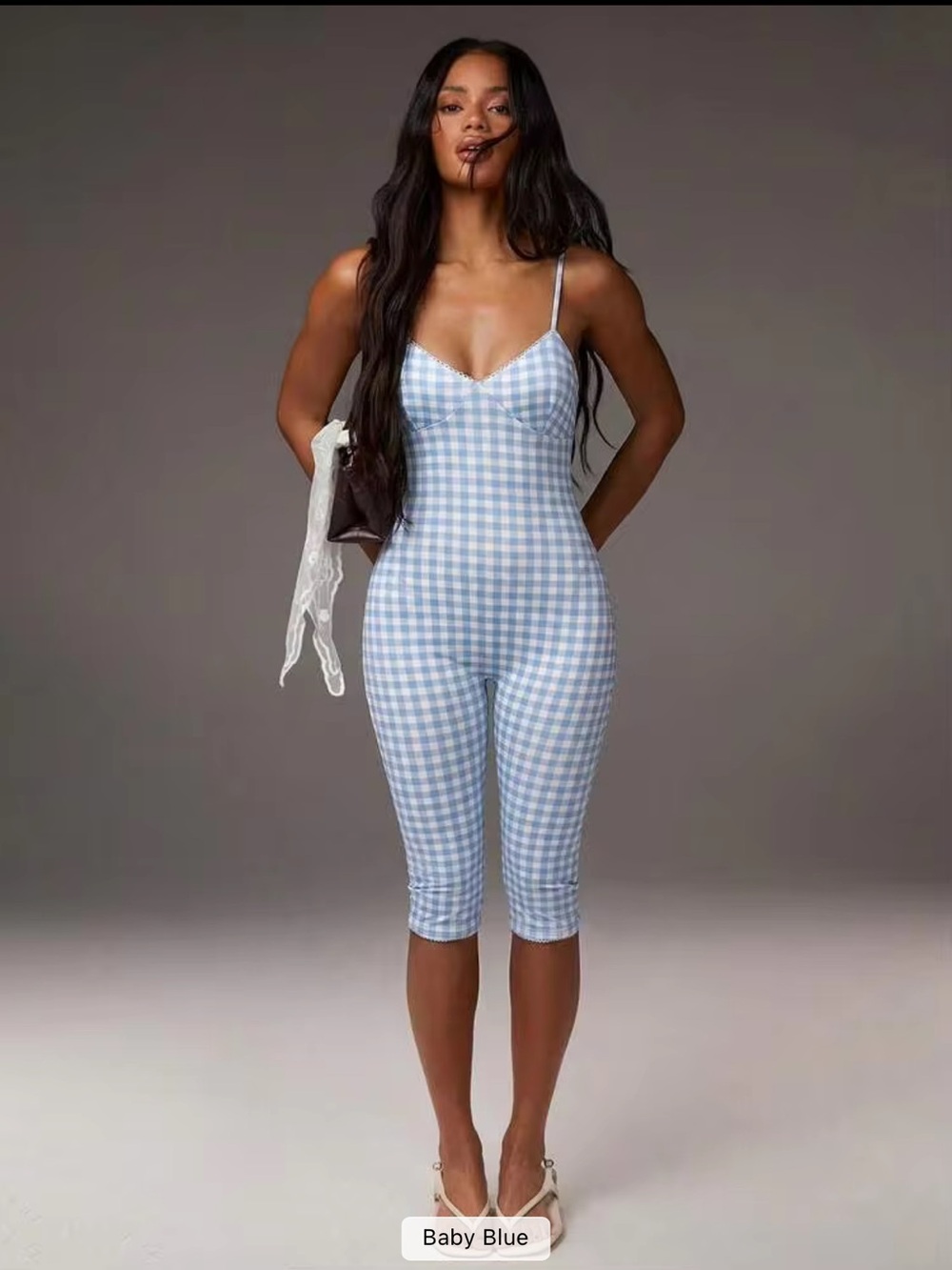 Athîral Women's Summer Casual Plaid Spaghetti Strap Jumpsuit